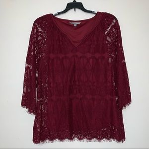 Valerie Stevens Maroon Lace Top